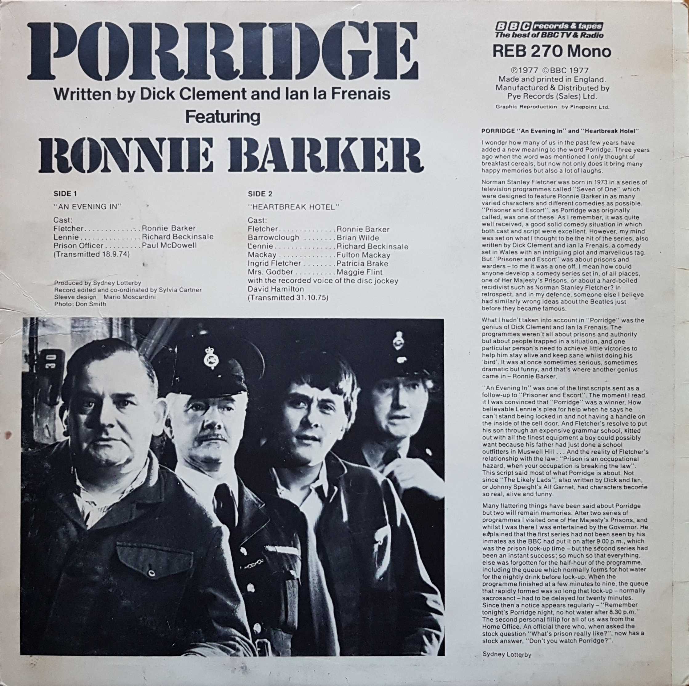 Picture of REB 270 Porridge - An evening in by artist Dick Clement / Ian La Frenais  from the BBC records and Tapes library